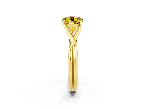 Yellow gold Round Cut Yellow Sapphire Solitaire Twist Band Prong Setting Ring_118