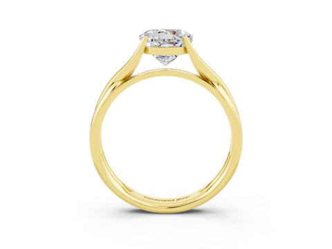Yellow gold Round Cut Yellow Sapphire   Solitaire Twist Band Prong Setting Ring_15