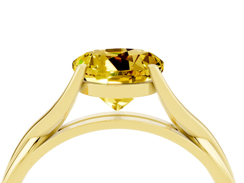 Yellow gold Round Cut Yellow Sapphire Solitaire Twist Band Prong Setting Ring_98