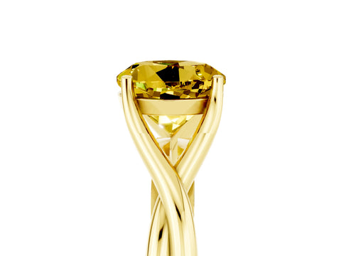 Yellow gold Round Cut Yellow Sapphire Solitaire Twist Band Prong Setting Ring_99