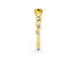 Yellow gold Round Cut Yellow Sapphire Solitaire Twisted Band with Round  Accents and Prong Setting_14