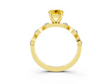 Yellow gold Round Cut Yellow Sapphire Solitaire Twisted Band with Round  Accents and Prong Setting_15