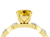 Yellow gold Round Cut Yellow Sapphire Solitaire Twisted Band with Round  Accents and Prong Setting_16