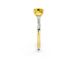 Yellow gold Round Cut Yellow Sapphire Solitaire with Side Baguettes and Channel Set Band_26