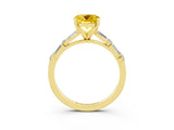 Yellow gold Round Cut Yellow Sapphire Solitaire with Side Baguettes and Channel Set Band_27