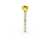 Yellow gold Round Cut Yellow Sapphire Solitaire with Side Stones, Pave Band, Four-Prong Setting_74