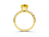 Yellow gold Round Cut Yellow Sapphire Solitaire with Side Stones, Pave Band, Four-Prong Setting_75