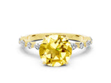 Yellow gold Round Cut Yellow Sapphire Solitaire with Side Stones on a Pavé Band and Four-Prong Setting_24