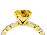 Yellow gold Round Cut Yellow Sapphire Solitaire with Side Stones on a Pavé Band and Four-Prong Setting_28