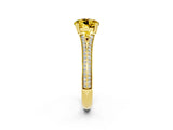 Yellow gold Round Cut Yellow Sapphire Split Shank Engagement Ring with Pavé Band_26