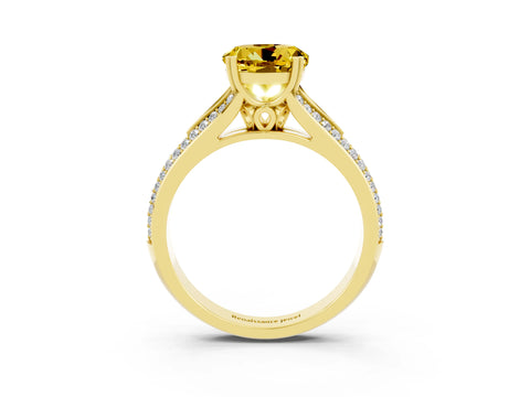 Yellow gold Round Cut Yellow Sapphire Split Shank Engagement Ring with Pavé Band_27