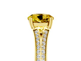 Yellow gold Round Cut Yellow Sapphire Split Shank Engagement Ring with Pavé Band_29