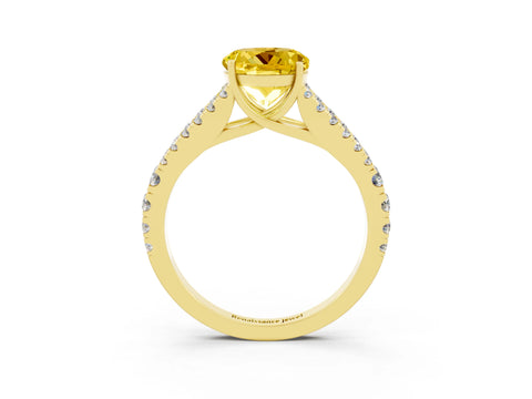 Yellow gold Round Cut Yellow Sapphire Split Shank Pavé Engagement Ring with Four-Prong Setting_15