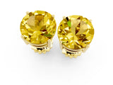 10K Yellow Gold 0.76 Carat Round Yellow Sapphire Stud Earrings