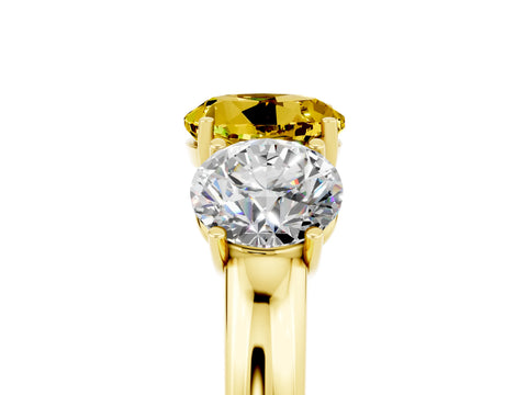 Yellow gold Round Cut Yellow Sapphire Three-Stone Ring with Four-Prong Setting and Classic Band_5