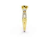 Yellow gold Round Cut Yellow Sapphire Three-Stone Ring with Pavé Split Shank and Four-Prong Setting_26