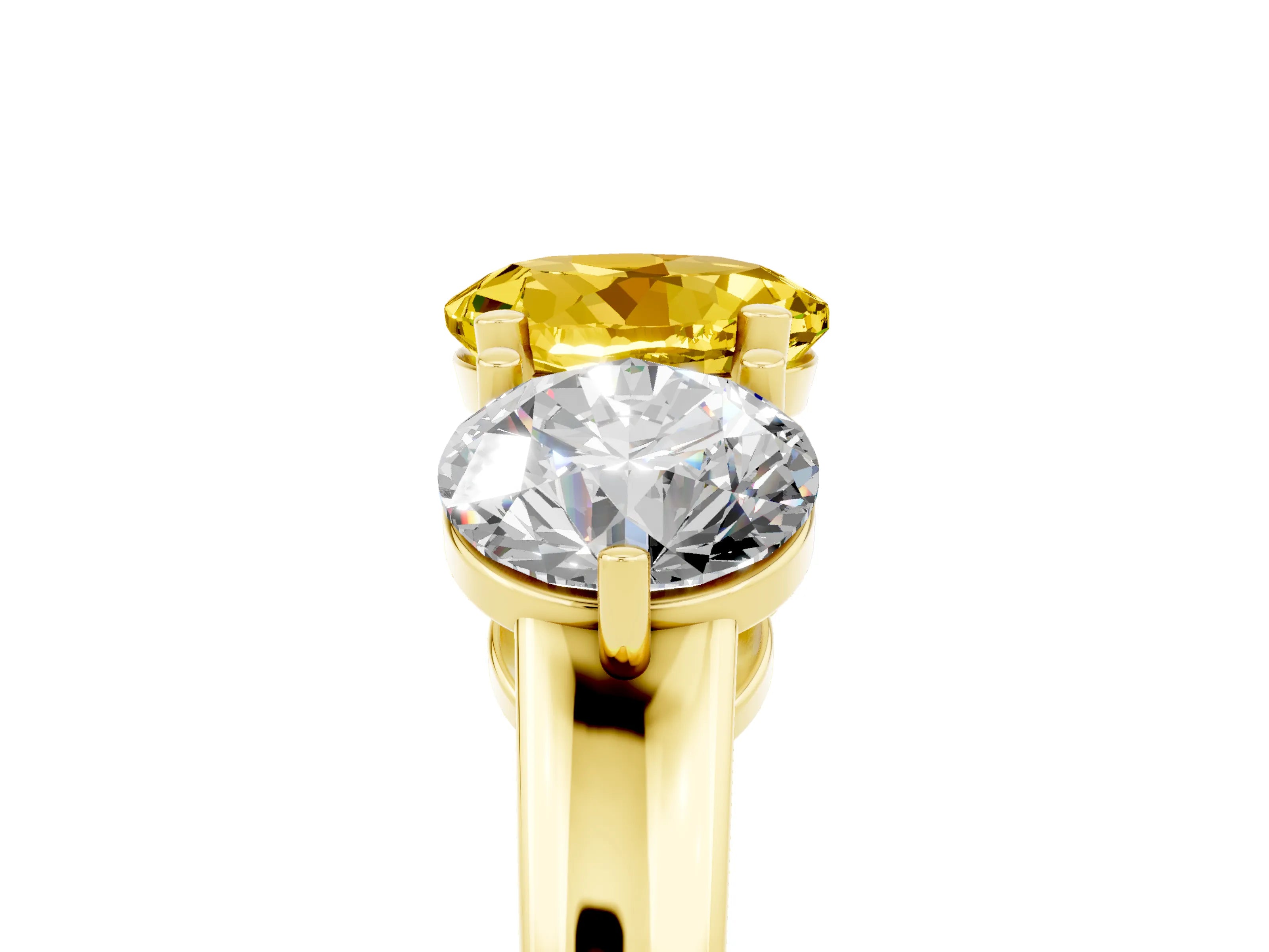 Yellow gold Round Cut Yellow Sapphire Three-Stone Ring with Prong Setting and Classic Band_5