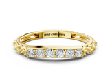 Yellow gold Round Diamond Bar Set Eternity Band with Filigree Design_4