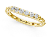 Yellow gold Round Diamond Bar Set Eternity Band with Filigree Design_5