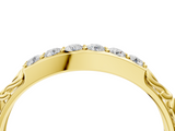 Yellow gold Round Diamond Bar Set Eternity Band with Filigree Design_8