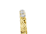 Yellow gold Round Diamond Bar Set Eternity Band with Filigree Design_9