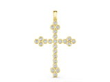 Yellow gold Round Diamond Bezel Set Cross Pendant_36