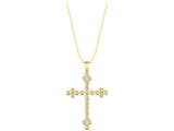 Yellow gold Round Diamond Bezel Set Cross Pendant_37