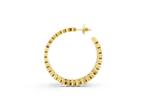 Yellow gold Round Diamond Bezel-Set Inside-Out Large Hoop Earrings_1