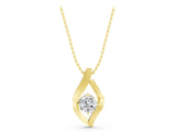 Yellow gold Round Diamond Bezel-Set Leaf Pendant_12
