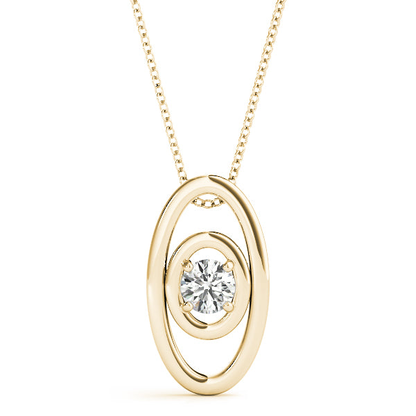 Yellow gold Round Diamond Bezel Set Pendant with Double Halo