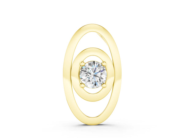 Yellow gold Round Diamond Bezel Set Pendant with Double Halo