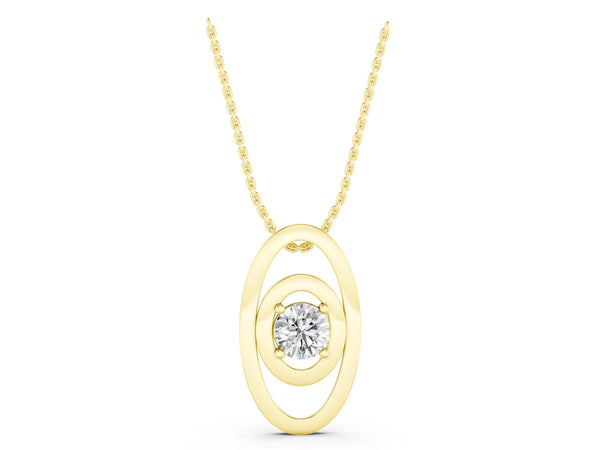 Yellow gold Round Diamond Bezel Set Pendant with Double Halo