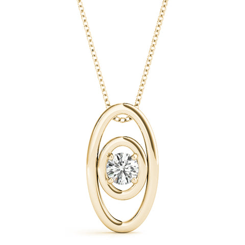 Yellow gold Round Diamond Bezel Set Pendant with Double Halo