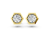 Yellow gold Round Diamond Bezel-Set Stud Earrings_6