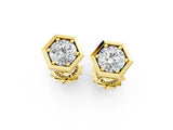 Yellow gold Round Diamond Bezel-Set Stud Earrings_7