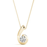 Yellow gold Round Diamond Bezel Set Swirl Pendant