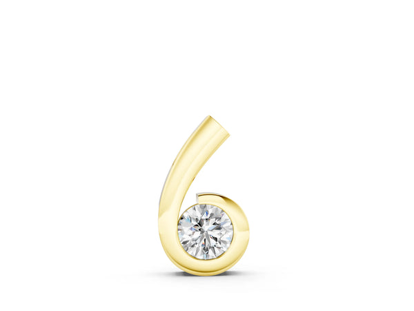 Yellow gold Round Diamond Bezel Set Swirl Pendant