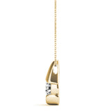 Yellow gold Round Diamond Bezel Set Teardrop Pendant 2