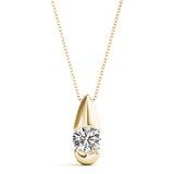 Yellow gold Round Diamond Bezel Set Teardrop Pendant