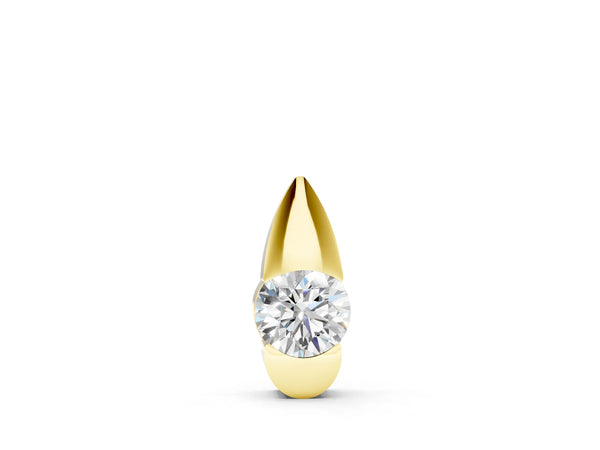 Yellow gold Round Diamond Bezel Set Teardrop Pendant
