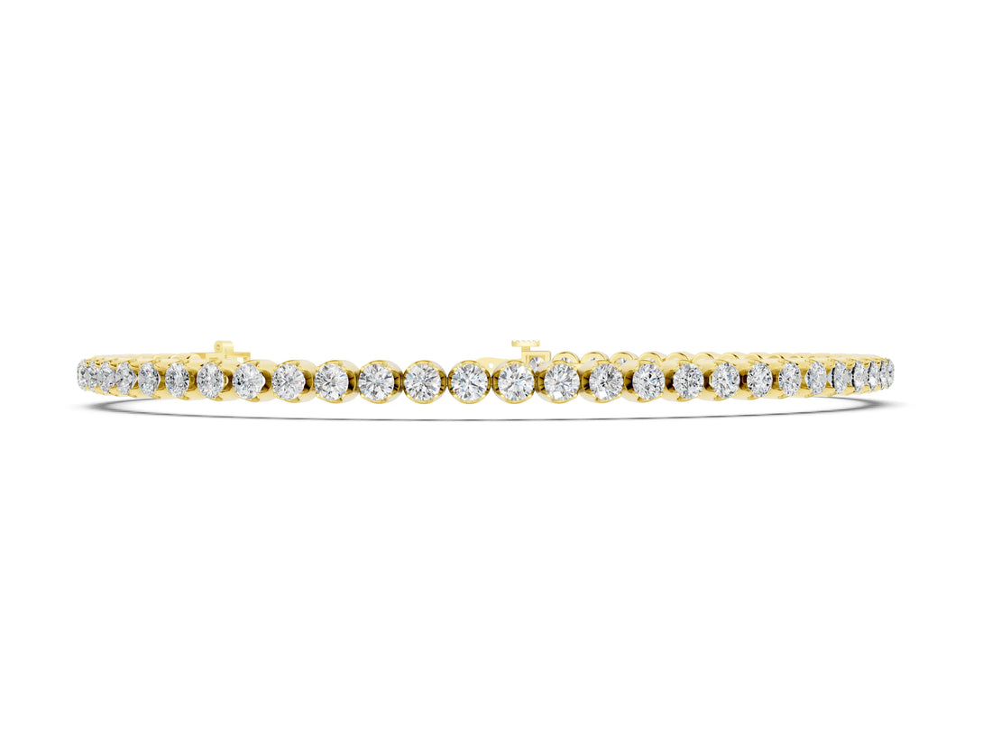 Yellow gold Round Diamond Bezel-Set Tennis Bracelet_2