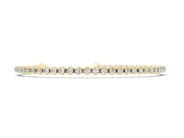 Yellow gold Round Diamond Bezel-Set Tennis Bracelet