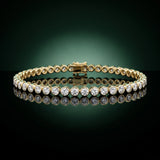 Yellow gold Round Diamond Bezel-Set Tennis Bracelet_4