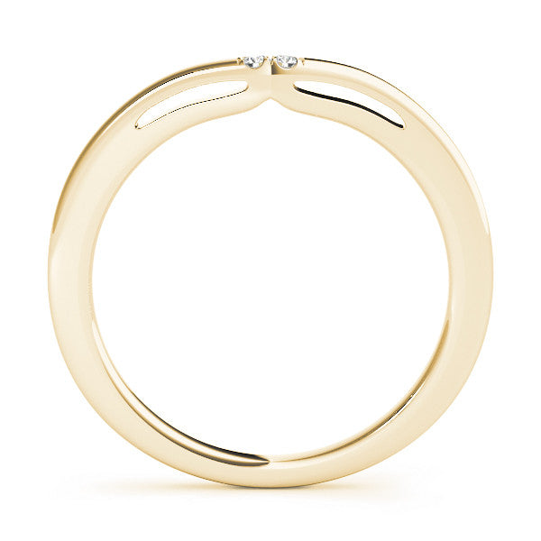 Yellow gold Round Diamond Bypass Solitaire Band with Bezel Setting 1