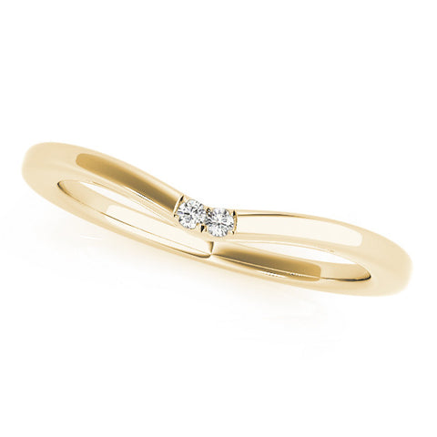 Yellow gold Round Diamond Bypass Solitaire Band with Bezel Setting