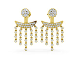 Yellow gold Round Diamond Chandelier Drop Earrings with Round Diamond Accents