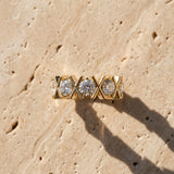 Yellow gold Round Diamond Channel Set Band with X-Prong Detail_24
