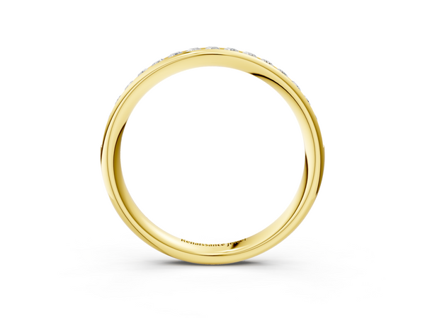 Yellow gold Round Diamond Channel Set Comfort Fit Band
