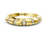 Yellow gold Round Diamond Channel Set Curved Band with Bezel Setting_22