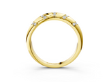 Yellow gold Round Diamond Channel Set Curved Band with Bezel Setting_25